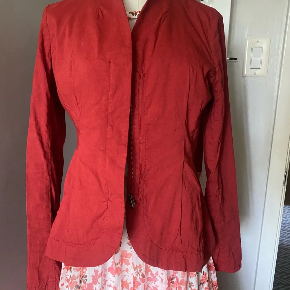 Eileen Fisher Red Linen Jacket - Picture 4 of 10